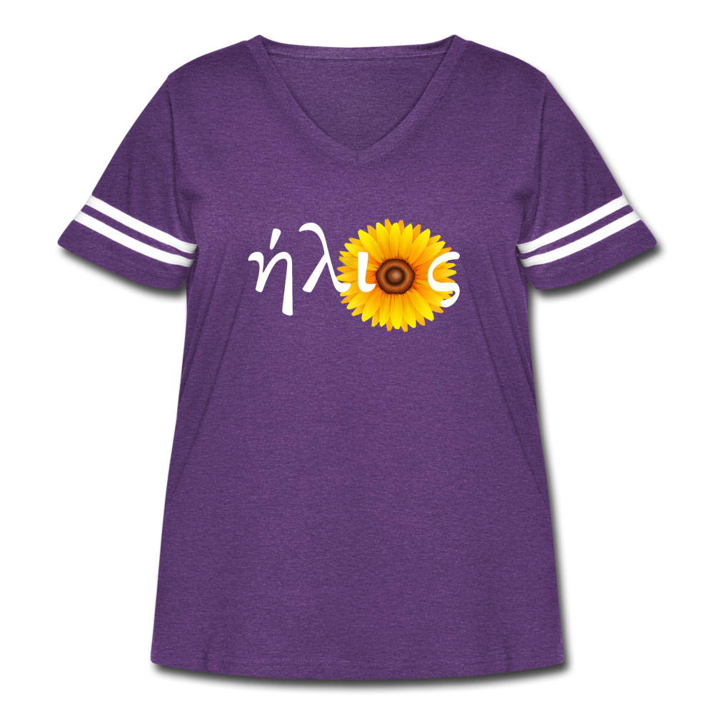 Women's ήλιος Curvy Vintage Sport T-Shirt - vintage purple/white