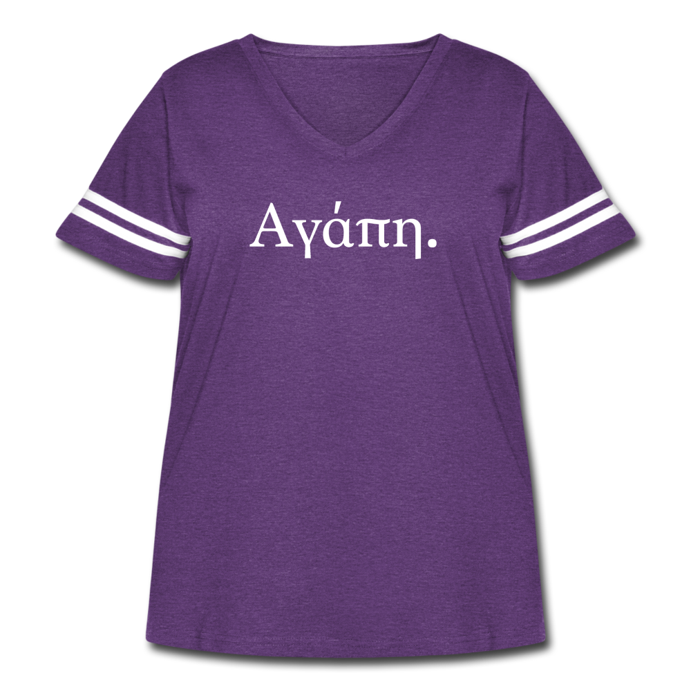 Women's Αγάπη Curvy Vintage Sport T-Shirt - vintage purple/white